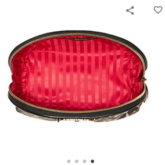 VS Dome Leopard Beauty Cosmetics Travel Bag w/Lip Charm Zipper - Picture 4 of 6